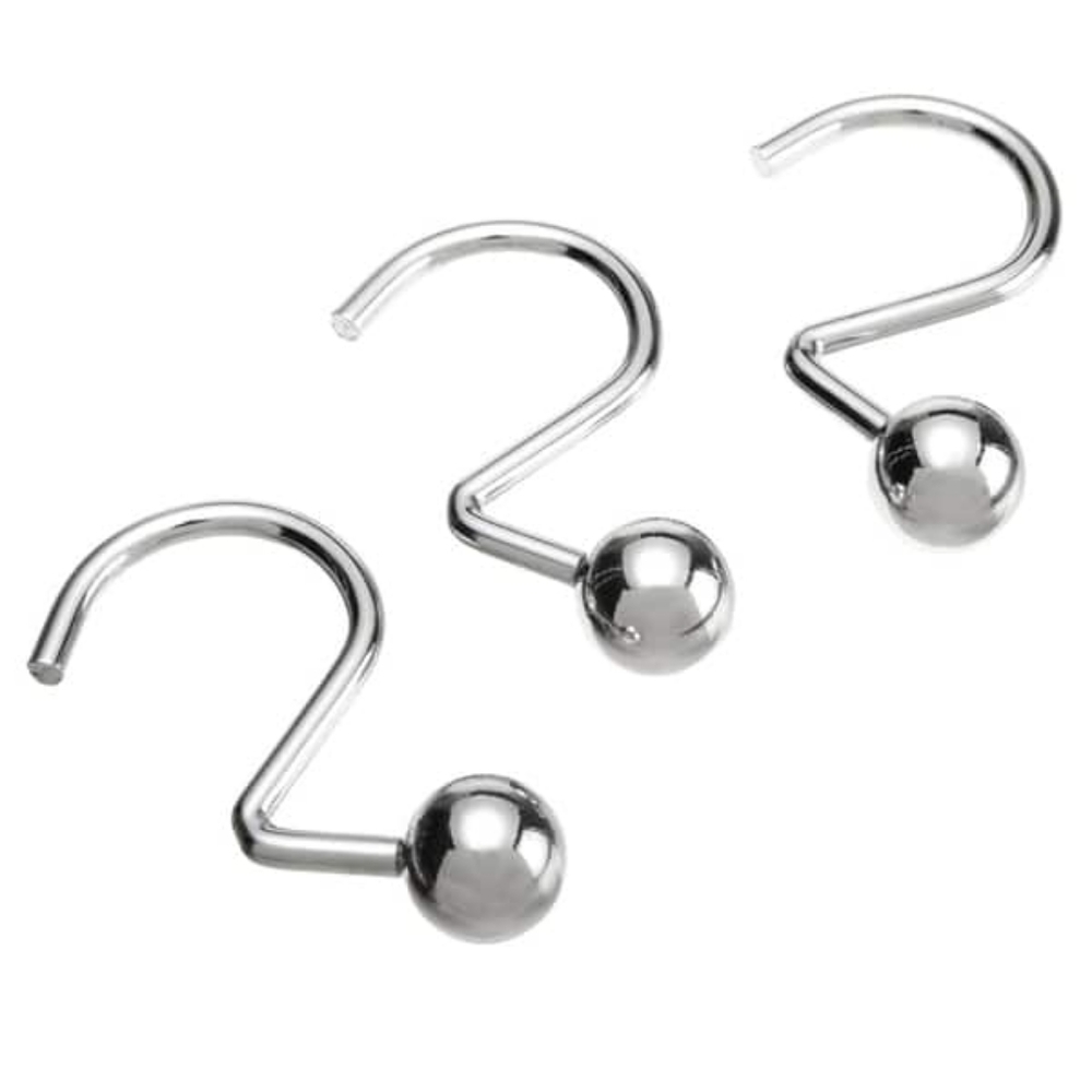 BED BATH & BEYOND CHROME BALL SHOWER CURTAIN HOOKS‎ SET OF 12